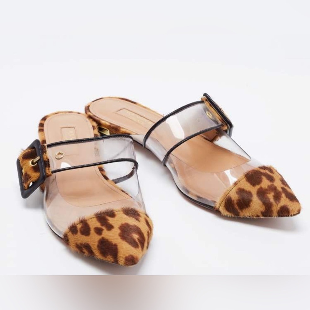 Aquazzura Leopard Print Flats with Black Accents